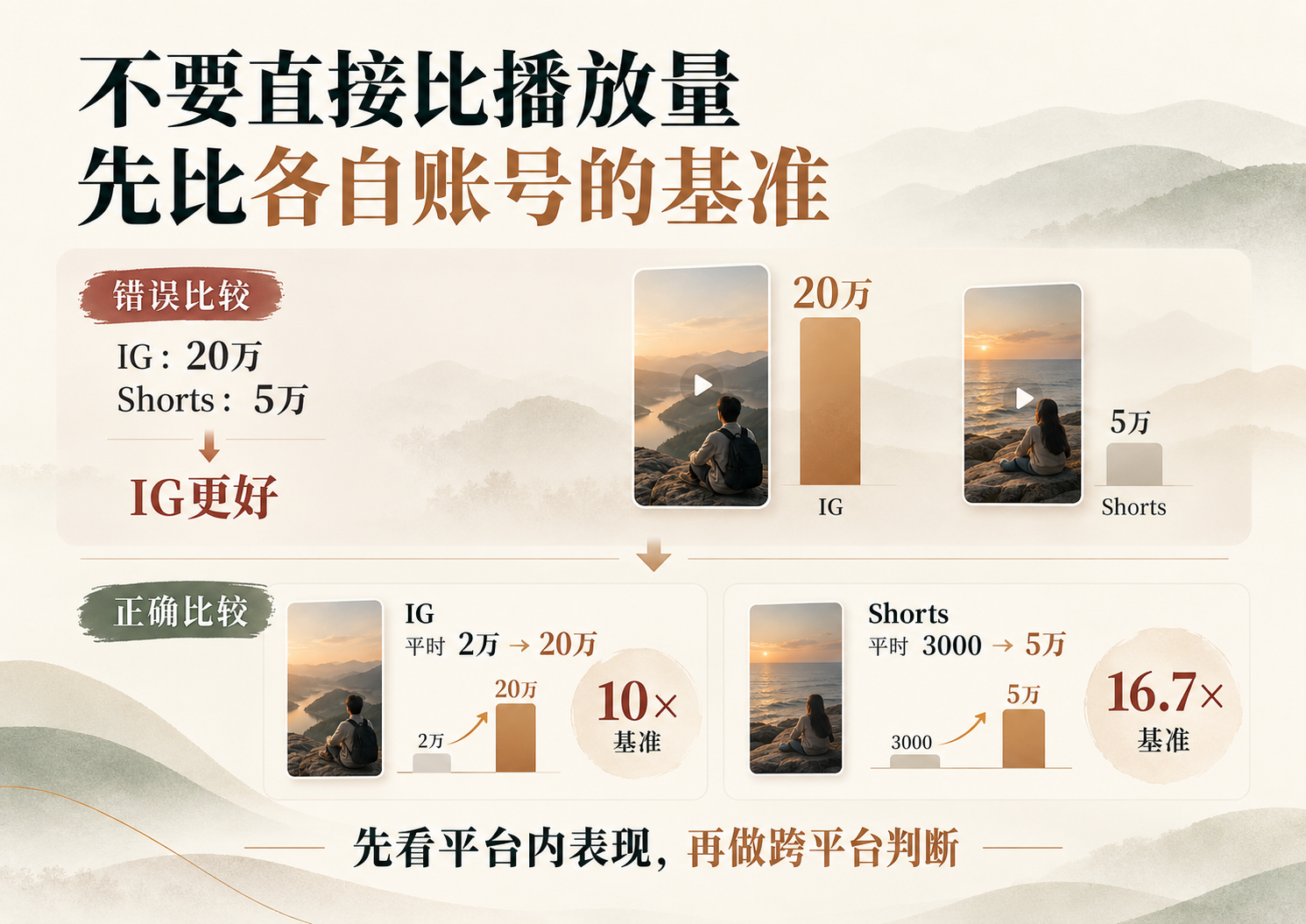 Instagram与YouTube Shorts平台内基准表现比较方法